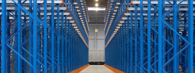 Warehouse storage shelves